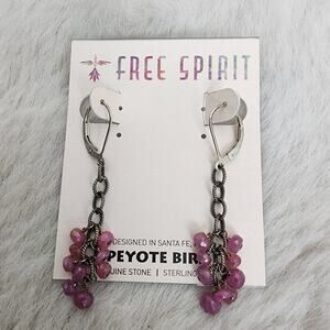 NEW Peyote Bird Free Spirit Pink Gemstone Sterling Silver Dangle Earrings